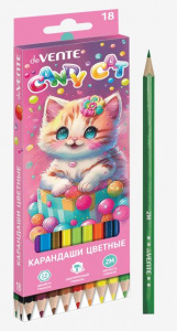 КАРАНДАШИ ЦВЕТНЫЕ "CANDY CAT" 18 ЦВ