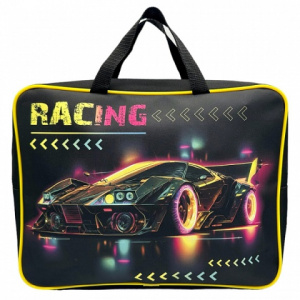 ПАПКА ПОРТФЕЛЬ НА МОЛНИИ С РУЧКАМИ А4 "RACING'' ТЕКСТИЛЬ 35*26,5*7.5СМ 
