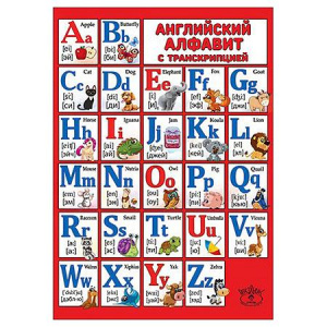 ПЛАКАТ ОБУЧАЮЩИЙ "АНГЛИЙСКИЙ АЛФАВИТ С ТРАНСКРИПЦИЕЙ"