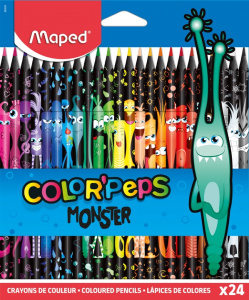 КАРАНДАШИ ЦВЕТНЫЕ ПЛАСТИКОВЫЕ "COLOR'PEPS. ЧЕРНЫЕ МОНСТРЫ" 24 ЦВ
