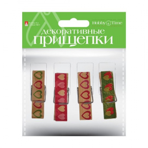 ПРИЩЕПКИ ДЕКОРАТИВНЫЕ "СЕРДЕЧКИ" 4Ш/У
