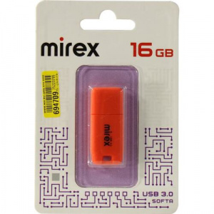 КАРТА ПАМЯТИ MIREX 16Gb USB 3.0 "SOFTA ORANGE" ОРАНЖЕВАЯ