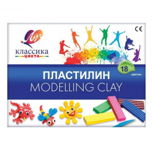 ПЛАСТИЛИН 18ЦВ ЛУЧ 360Г КЛАССИКА СО СТЕКОМ