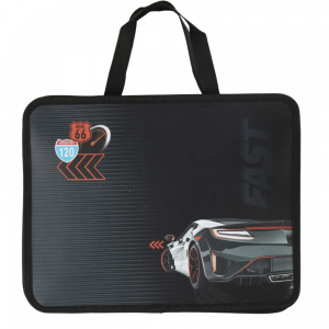 ПАПКА ПОРТФЕЛЬ А4 "AUTOSPORT" 26*33*10СМ ПЛАСТИКОВАЯ НА МОЛНИИ С РУЧКАМИ