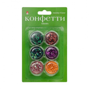 КОНФЕТТИ ДЕКОРАТИВНЫЕ HOBBY TIME МИНИ 3ММ 6ЦВ