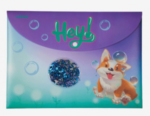 ПАПКА НА КНОПКЕ ЦВЕТНАЯ А4 350МКМ "HEY CORGI" 