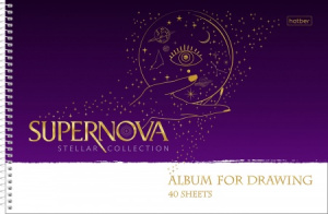 АЛЬБОМ ДЛЯ РИСОВАНИЯ НА ГРЕБНЕ 40 ЛИСТОВ "3D SUPERNOVA" 