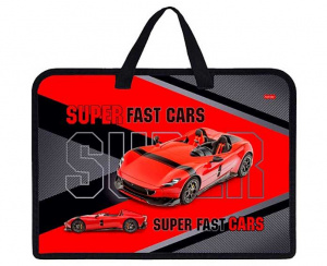 ПАПКА ПОРТФЕЛЬ НА МОЛНИИ С РУЧКАМИ А4 "RED CAR" ПЛАСТИК 34*24,5*7,5СМ