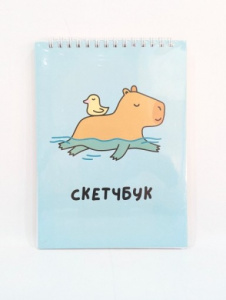 СКЕТЧБУК А5  40Л АЛЕФ "CAPYBARA AND DUCK"