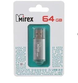 КАРТА ПАМЯТИ MIREX "UNIT SILVER" СЕРАЯ 64ГБ