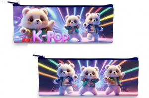 ПЕНАЛ МЯГКИЙ ПЛОСКИЙ "K-POP МИШКИ" 19,5*7,5СМ