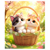 АЛМАЗНАЯ МОЗАИКА "КОТИКИ В КОРЗИНКЕ" 21*25СМ