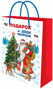 ПАКЕТ ПОДАРОЧНЫЙ 32,4*44,5*10,2СМ "В ГОСТЯХ У ДЕДА МОРОЗА"
