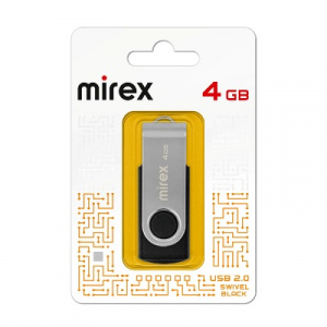 КАРТА ПАМЯТИ MIREX 4Gb "SWIVEL BLACK" ЧЕРНАЯ 