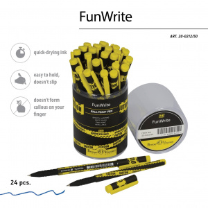 РУЧКА ШАРИКОВАЯ "FUNWRITE. ДЕРЖИСЬ ПОДАЛЬШЕ.ОСТОРОЖНО" 0.5ММ СИНЯЯ