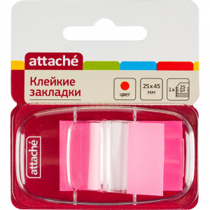 БЛОК ЗАКЛАДКА 25*45ММ 1ЦВ*25Л "ATTACHE" РОЗОВЫЙ 
