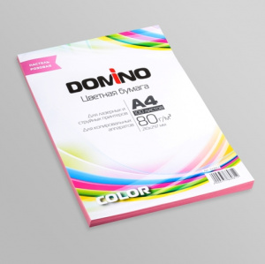 БУМАГА ОФИСНАЯ ЦВЕТНАЯ А4 DOMINO COLOR 100 ЛИСТОВ 80Г/М² ПАСТЕЛЬ РОЗОВАЯ