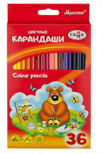 КАРАНДАШИ ЦВЕТНЫЕ "ГАММА. МУЛЬТИКИ" 36 ЦВ