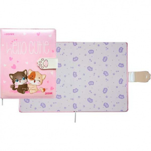 ДНЕВНИК УНИВЕРСАЛЬНЫЙ "HELLO CUTE KITTY" С ОБЛОЖКОЙ ИЗ ИСКУССТВЕННОЙ КОЖИ 