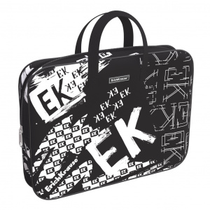 ПАПКА ПОРТФЕЛЬ НА МОЛНИИ С РУЧКАМИ А4 "BLACK LOGO" ТЕКСТИЛЬ 36*29*7СМ