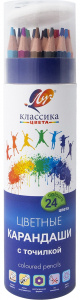 КАРАНДАШИ ЦВЕТНЫЕ "КЛАССИКА" 24 ЦВЕТОВ В ТУБУСЕ С ТОЧИЛКОЙ