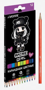 КАРАНДАШИ ЦВЕТНЫЕ "ANIME GIRL" 12 ЦВ