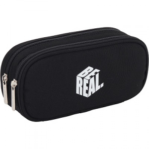 ПЕНАЛ МЯГКИЙ ОБЪЕМНЫЙ "БУДЬ НАСТОЯЩИМ" ЧЕРНЫЙ 22*9.5*7СМ