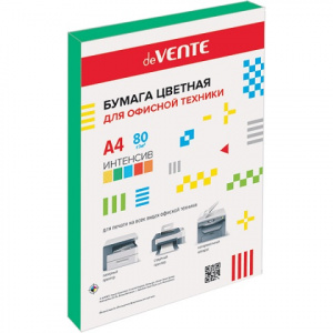 БУМАГА ОФИСНАЯ ЦВЕТНАЯ А4 deVENTE 100Л 80Г/М² ИНТЕНСИВ ЗЕЛЕНАЯ