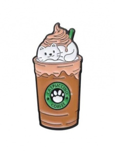 ЗНАЧОК МЕТАЛЛИЧЕСКИЙ "COFFEE CATPUCCINO"