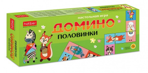 ИГРА ДОМИНО КАРТОННОЕ "ЖИВОТНЫЕ ПОЛОВИНКИ" 28 КАРТОЧЕК