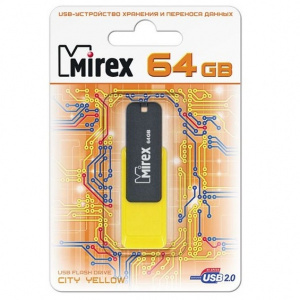 КАРТА ПАМЯТИ MIREX 64GB "CITY YELLOW" ЖЕЛТАЯ