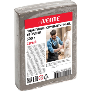 ПЛАСТИЛИН СКУЛЬПТУРНЫЙ ТВЕРДЫЙ deVENTE 500Г СЕРЫЙ 