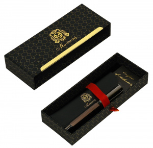 РУЧКА  ПОДАРОЧНАЯ РОЛЛЕР СИНЯЯ "MANZONI КОЛИЗЕЙ" ЦВЕТ КОРПУСА КОРИЧНЕВЫЙ В ПОДАРОЧНОМ ФУТЛЯРЕ