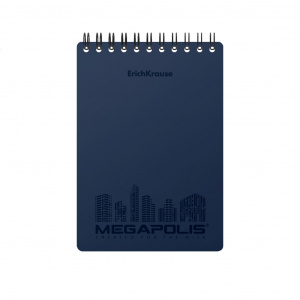 БЛОКНОТ А6 80Л НА ГРЕБНЕ ERICH KRAUSE "MEGAPOLIS" СИНИЙ