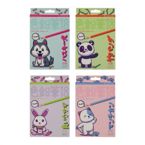 КАРАНДАШИ ЦВЕТНЫЕ "KAWAII ANIMALS" 18ЦВ ПЛАСТИК 