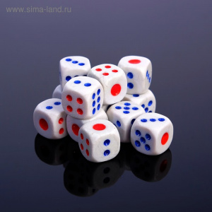 НАБОР ИГРАЛЬНЫХ КОСТЕЙ 1,6*1,6СМ 12ШТ/У
