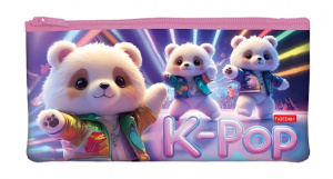 ПЕНАЛ МЯГКИЙ ПЛОСКИЙ "K-POP МИШКИ" 20,5*11СМ