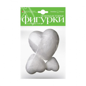 ФИГУРЫ ИЗ ПЕНОПЛАСТА "СЕРДЕЧКИ" D=35, 50, 75ММ 3ШТ