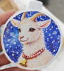 ИГРУШКА СТЕКЛЯННАЯ МЕДАЛЬОН "КОЗОЧКА" 10СМ В УПАКОВКЕ