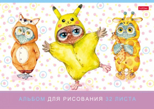 АЛЬБОМ ДЛЯ РИСОВАНИЯ НА СКОБЕ 32 ЛИСТА "КИГУРУМИ" 