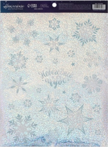 НАКЛЕЙКА НОВОГОДНЯЯ ВИТРАЖ 21*29,5СМ СЛ СНЕЖИНКИ 