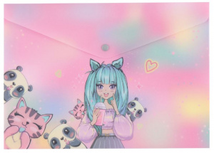 ПАПКА НА КНОПКЕ ЦВ А4 180МКМ "ANIME GIRL" 