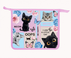 ПАПКА ДЛЯ ТЕТРАДЕЙ НА МОЛНИИ А5 "CAT DAY" ПЛАСТИК 24*20,5*6,5СМ