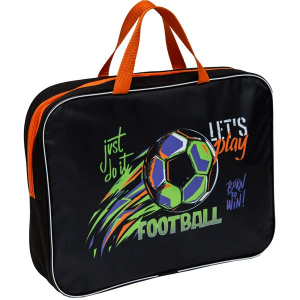 ПАПКА ПОРТФЕЛЬ НА МОЛНИИ С РУЧКАМИ А4 "FOOTBALL" ТЕКСТИЛЬ 35*27*7СМ 