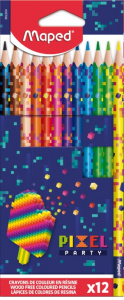 КАРАНДАШИ ЦВЕТНЫЕ ПЛАСТИКОВЫЕ "PIXEL PARTY" 12 ЦВ