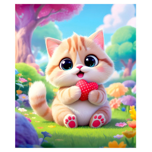 АЛМАЗНАЯ МОЗАИКА "КОТИК С СЕРДЕЧКОМ" 21*25СМ