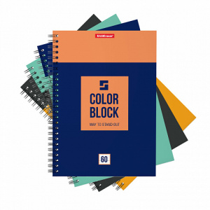 ТЕТРАДЬ 60Л В КЛЕТКУ НА ГРЕБНЕ "COLOR BLOCKT"