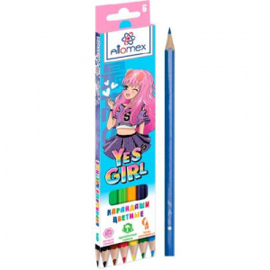 КАРАНДАШИ ЦВЕТНЫЕ " YES GIRL" 6ЦВ
