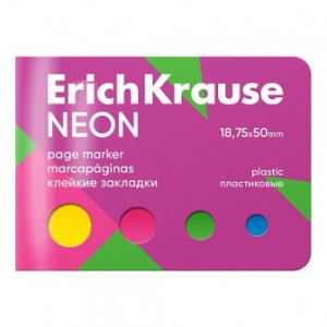БЛОК ЗАКЛАДКА ПЛАСТИК 18,75*50 4ЦВ*20Л "ERICH KRAUSE НЕОН" В КАРТОННОЙ КНИЖКЕ