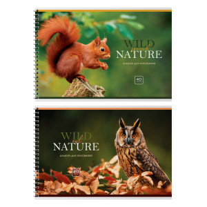 АЛЬБОМ ДЛЯ РИСОВАНИЯ НА ГРЕБНЕ 40 ЛИСТОВ "WILD NATURE" 